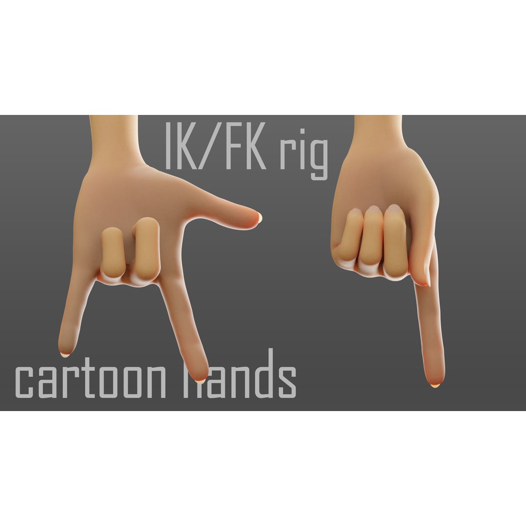 Cartoon Hand 3D Model – Low Poly Rigged Character for Animation - View 3