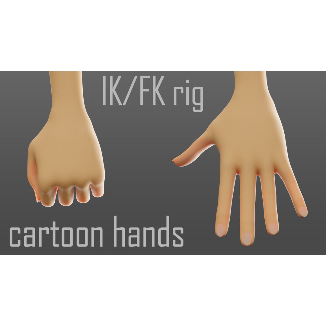 Cartoon Hand 3D Model – Low Poly Rigged Character for Animation - View 4