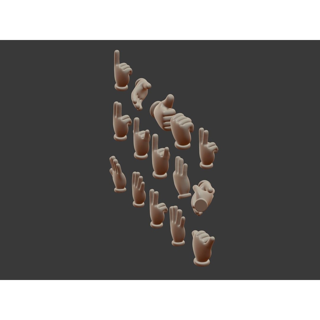 Hand Emoji Signs 3D Model – Cartoon Style Low-Poly Pack for Animation - View 7