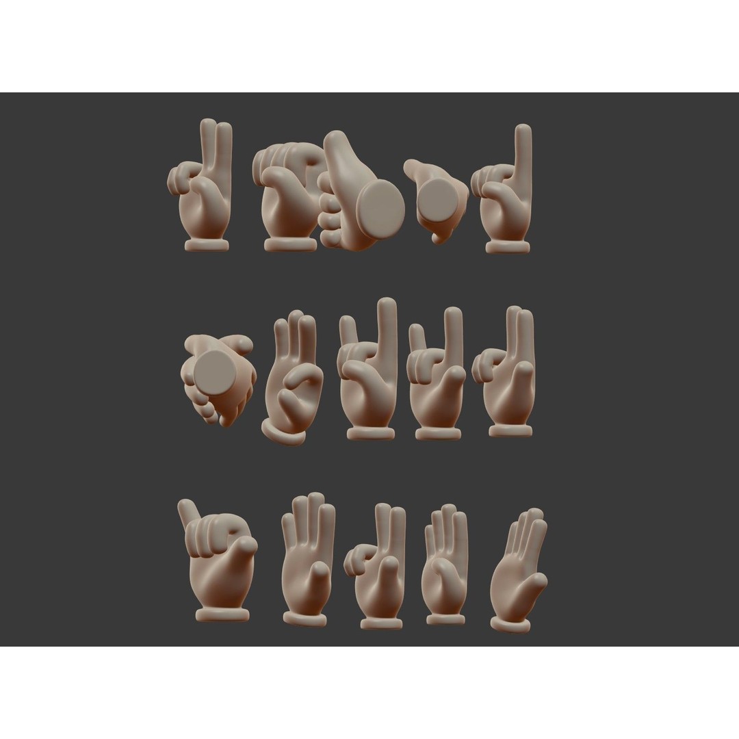 Hand Emoji Signs 3D Model – Cartoon Style Low-Poly Pack for Animation - View 8