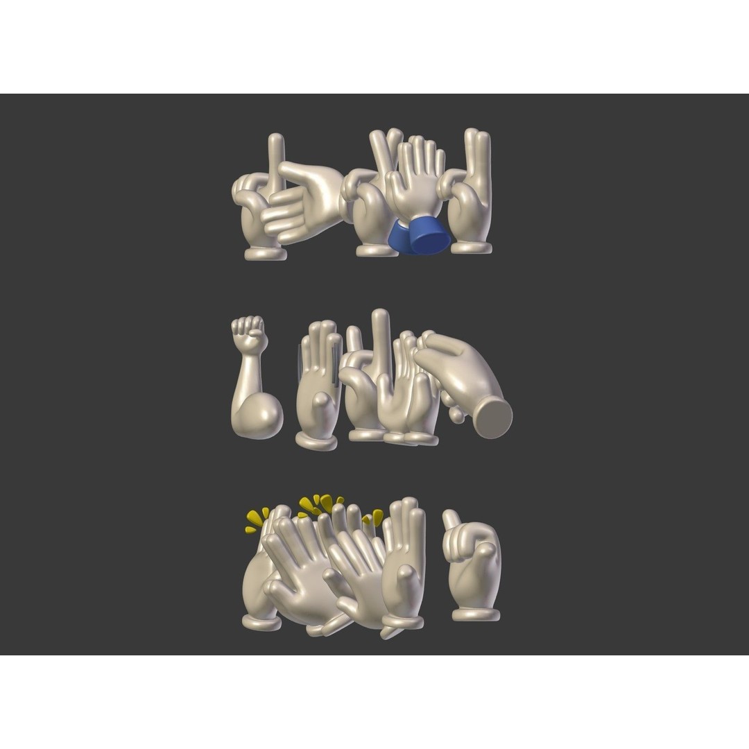 Cartoon Hand Emoji 3D Model – Low Poly Icon Pack, Blender, FBX - View 6