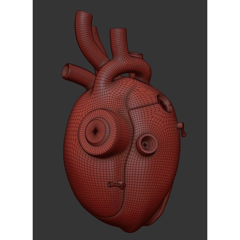 Sci-fi Steel Heart - Low-Poly Game-Ready 3D Model