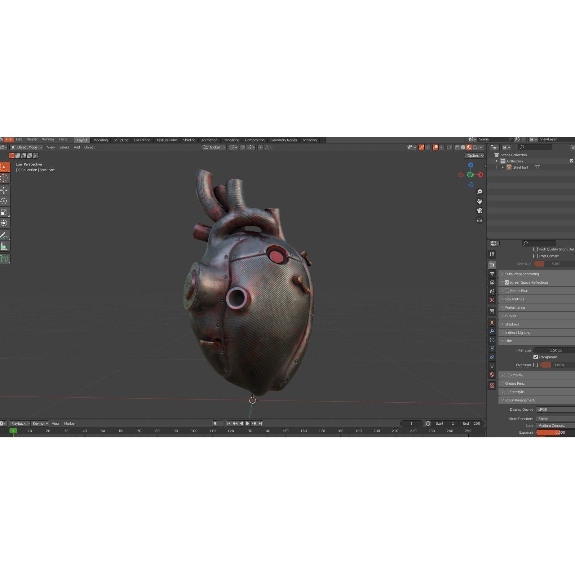 Sci-fi Steel Heart - Low-Poly Game-Ready 3D Model - View 15