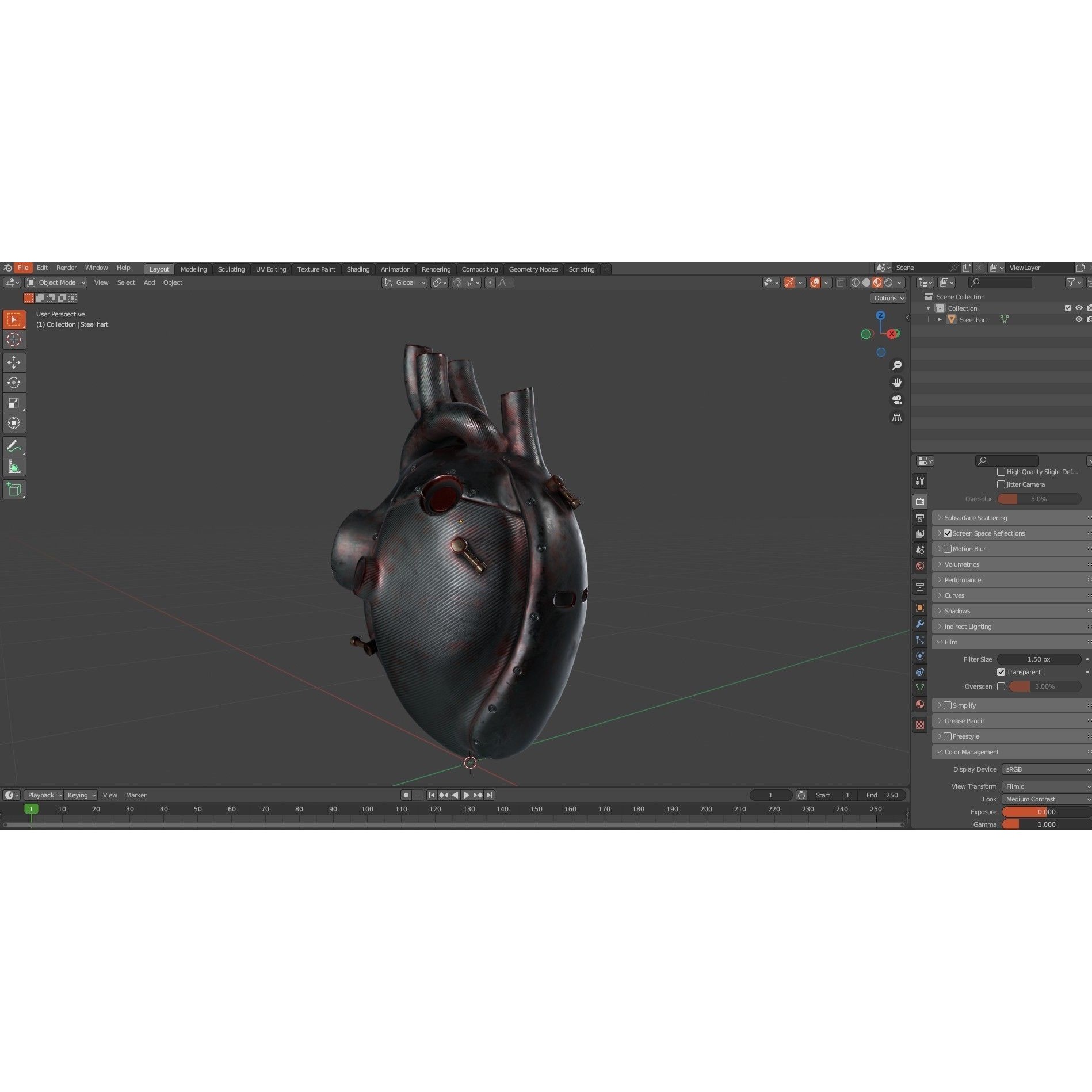 Sci-fi Steel Heart - Low-Poly Game-Ready 3D Model - View 16