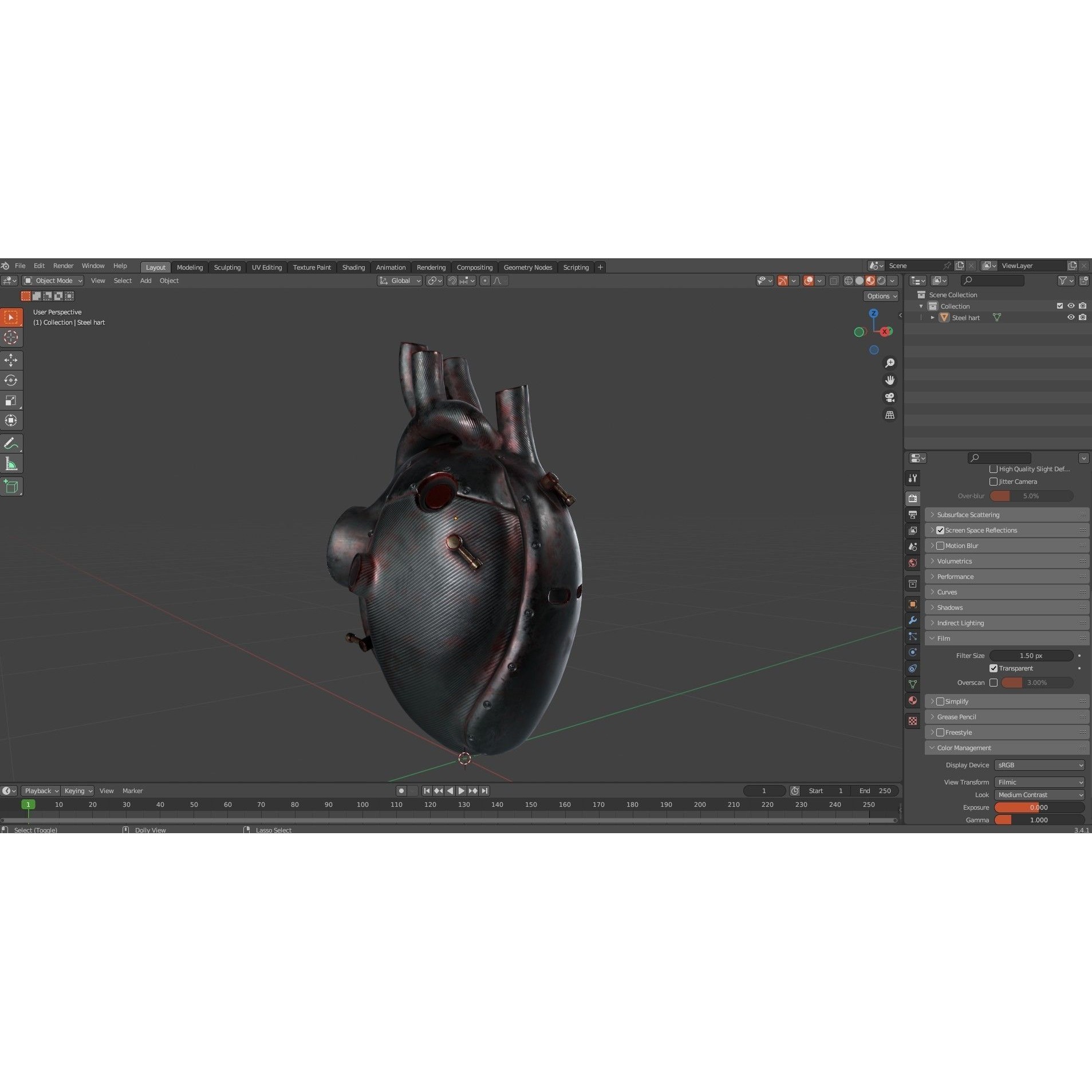 Sci-fi Steel Heart - Low-Poly Game-Ready 3D Model - View 17