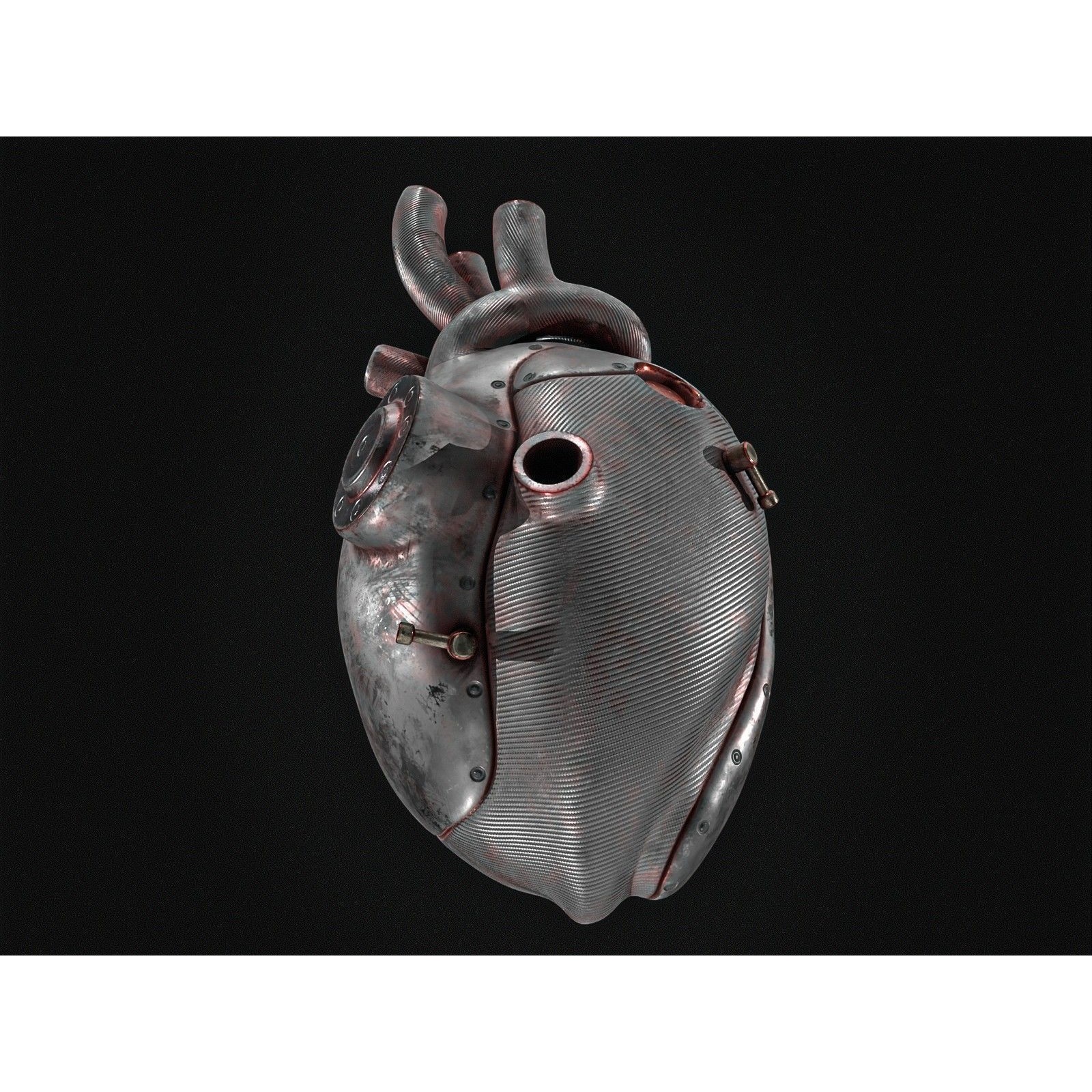 Sci-fi Steel Heart - Low-Poly Game-Ready 3D Model - View 3