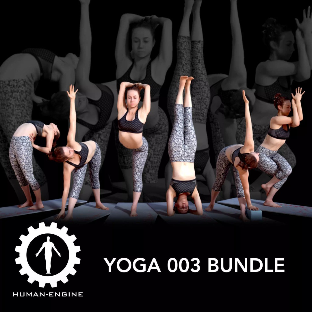 Yoga Female Poses 3D Model – Low Poly Bundle with FBX Formats - View 2