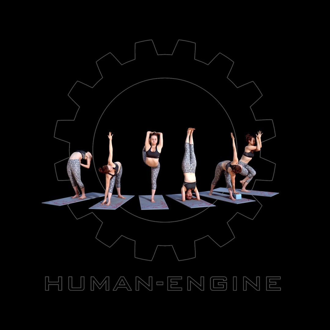 Yoga Female Poses 3D Model – Low Poly Bundle with FBX Formats - View 3