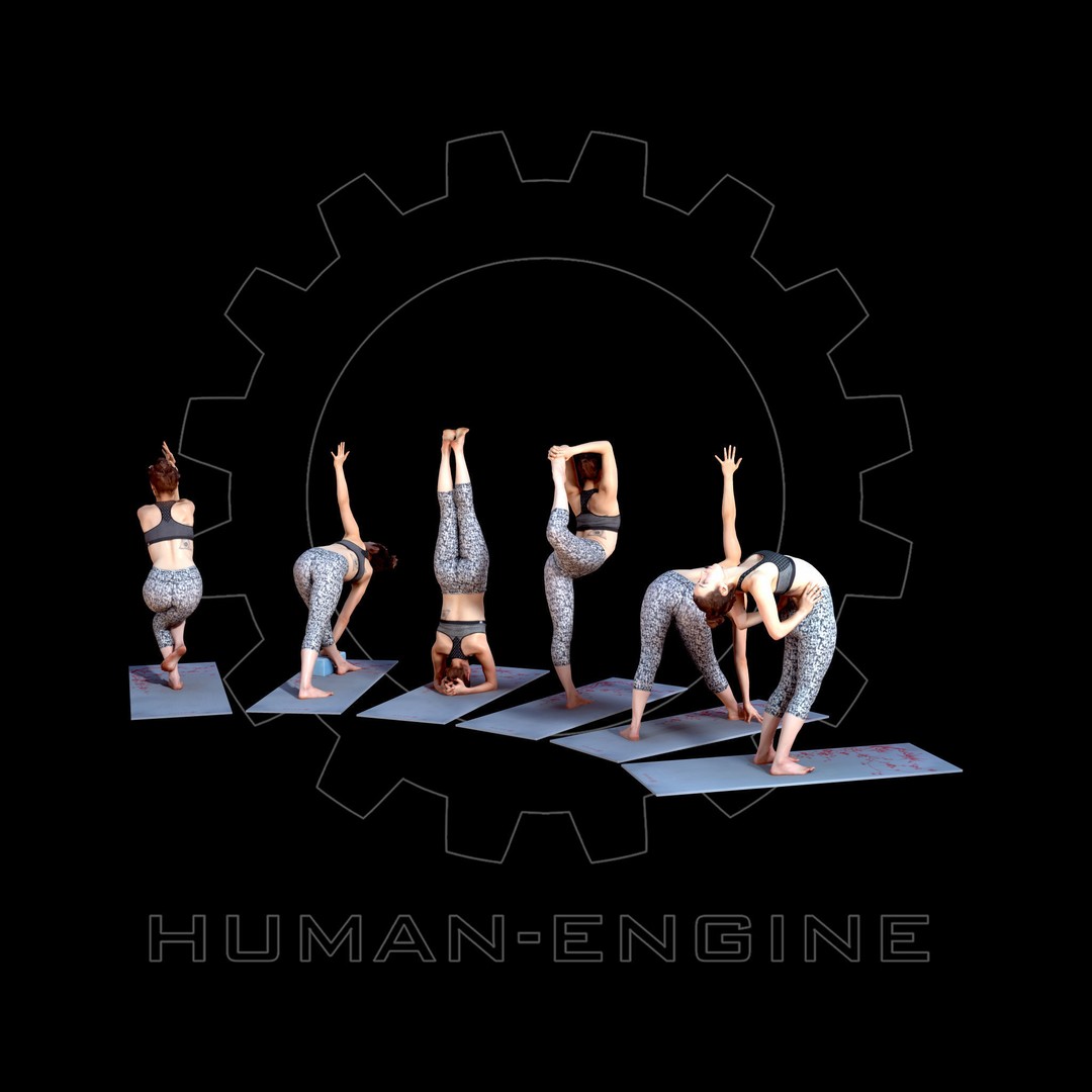 Yoga Female Poses 3D Model – Low Poly Bundle with FBX Formats - View 5