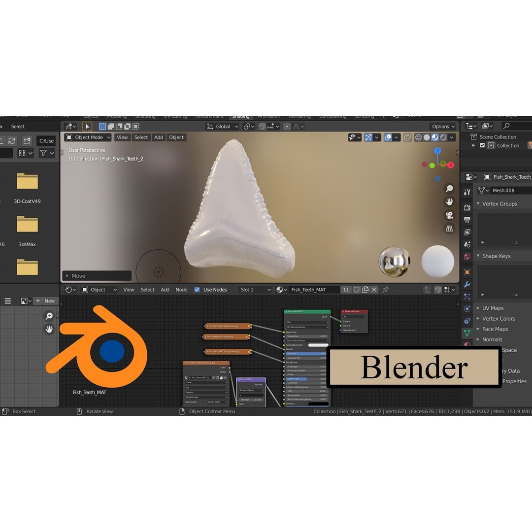 Great Teeth Pack 3D Model – Low Poly Game Asset, PBR Textures - View 3