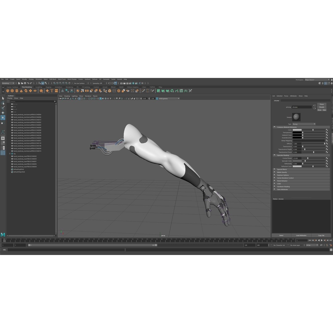 FPS Hand Anatomy Mechanical 3D Model – Rigged PBR Asset for Blender