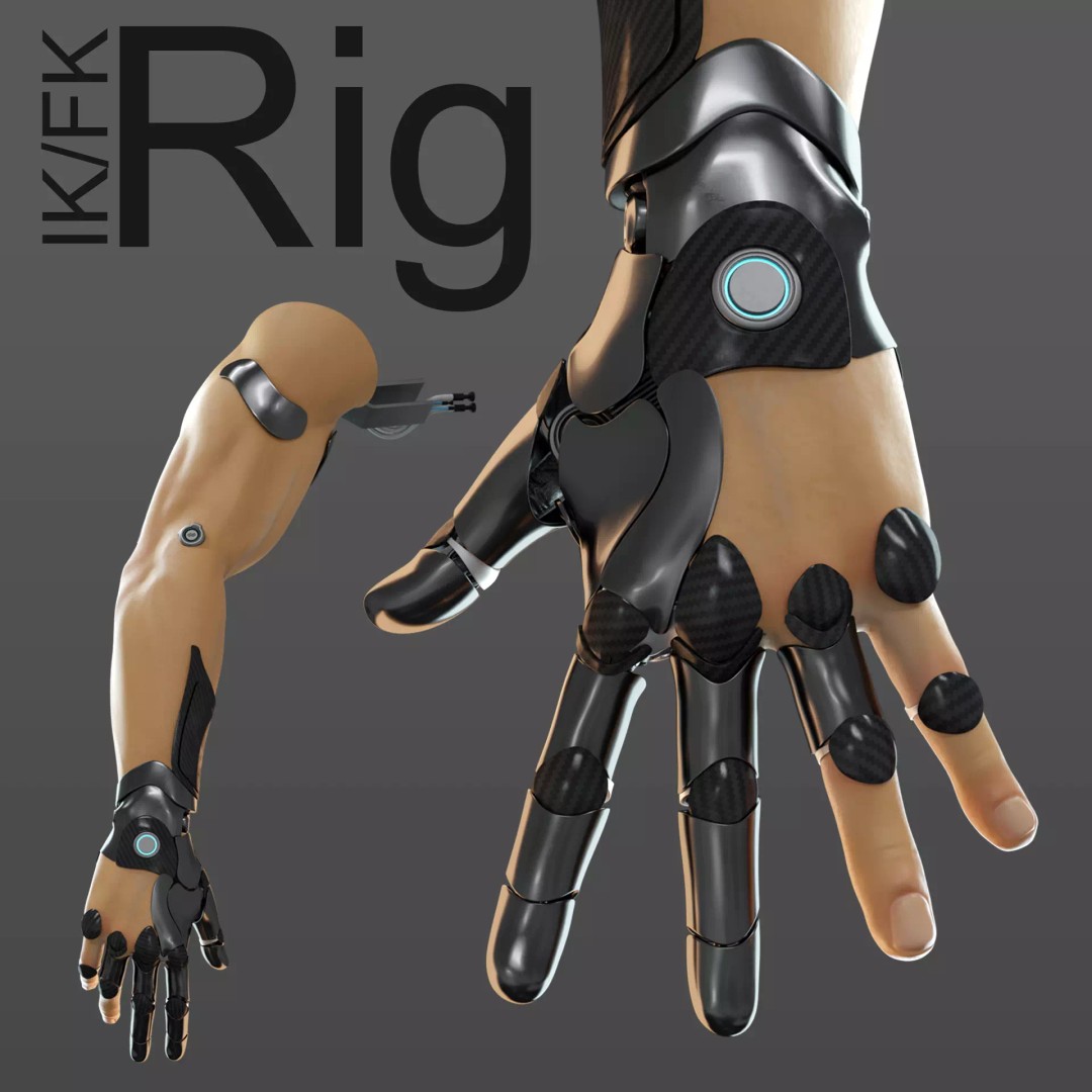 FPS Hand Anatomy Mechanical 3D Model – Rigged PBR Asset for Blender - View 2