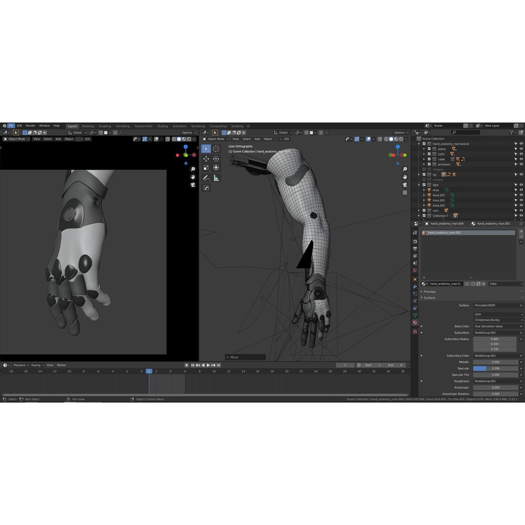 FPS Hand Anatomy Mechanical 3D Model – Rigged PBR Asset for Blender - View 26