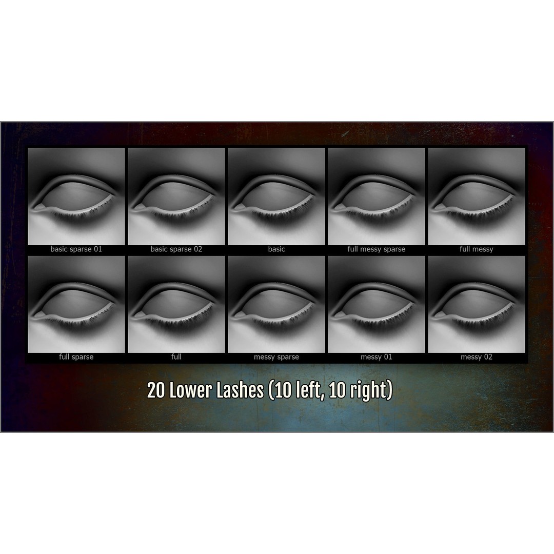 Eyelashes Maker 3D Model – 100 ZBrush Brushes and OBJs for Character Design - View 6