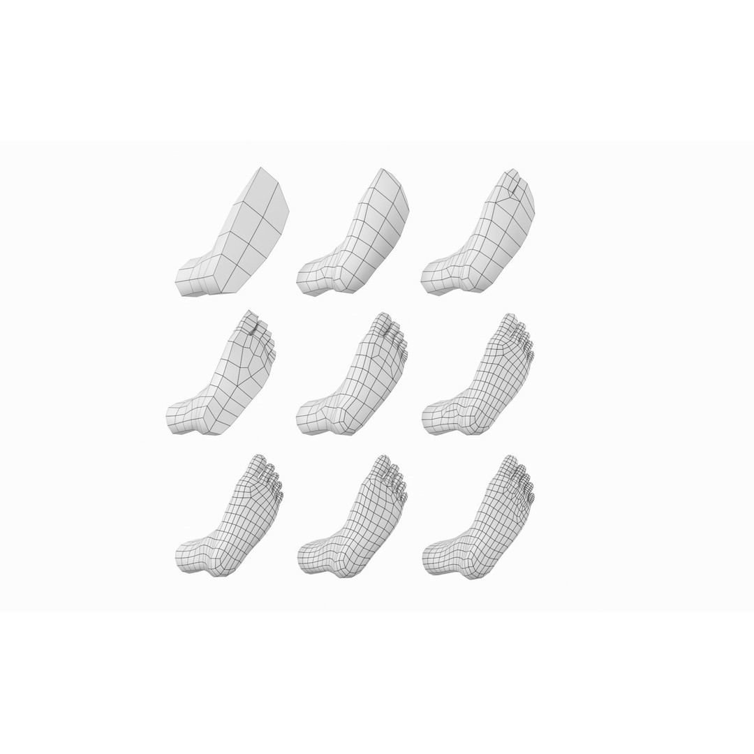 Human Foot Base Mesh Kit 3D Model – Anatomically Accurate Low Poly FBX - View 12
