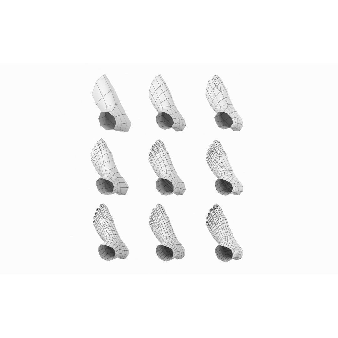 Human Foot Base Mesh Kit 3D Model – Anatomically Accurate Low Poly FBX - View 13