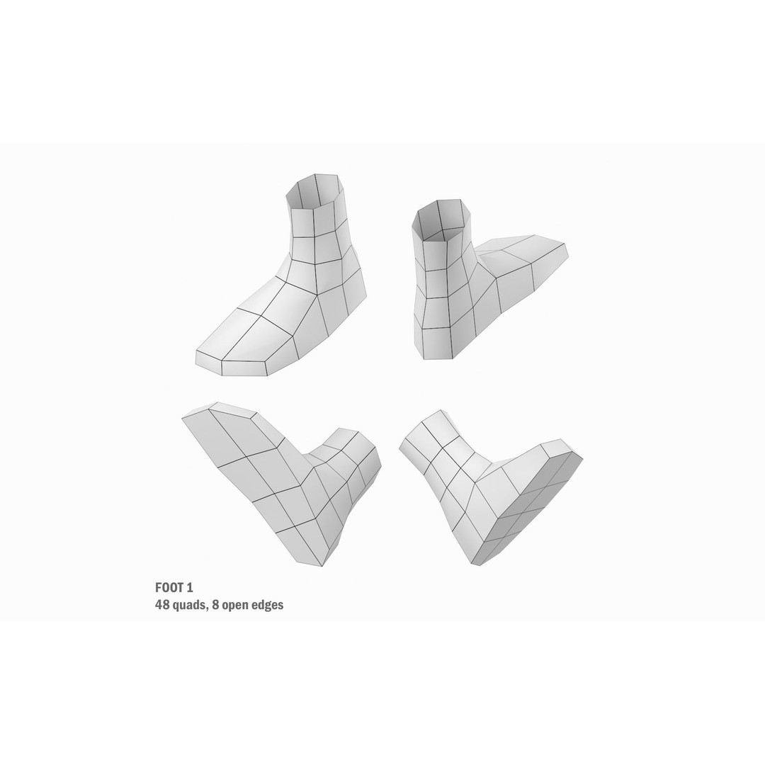 Human Foot Base Mesh Kit 3D Model – Anatomically Accurate Low Poly FBX - View 14