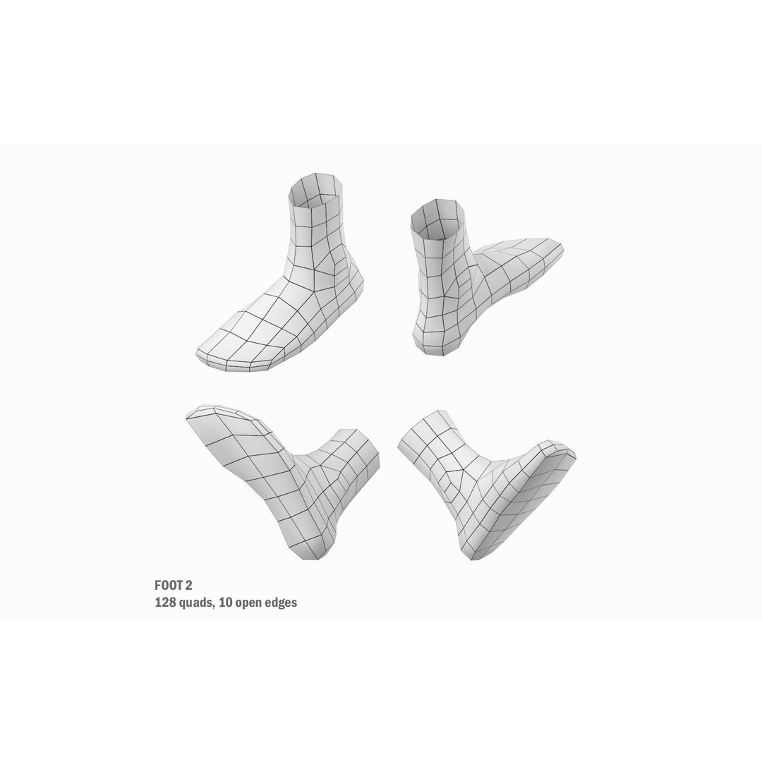 Human Foot Base Mesh Kit 3D Model – Anatomically Accurate Low Poly FBX - View 15