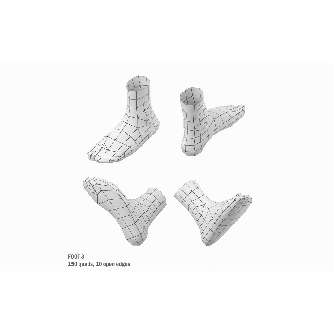 Human Foot Base Mesh Kit 3D Model – Anatomically Accurate Low Poly FBX - View 16