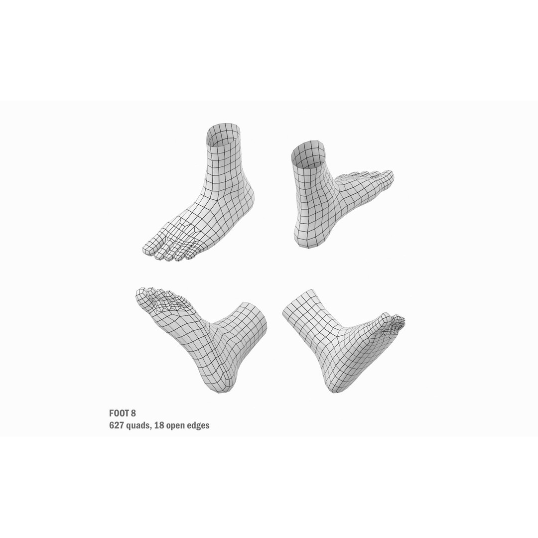 Human Foot Base Mesh Kit 3D Model – Anatomically Accurate Low Poly FBX - View 21