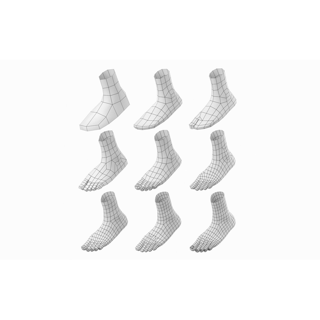 Human Foot Base Mesh Kit 3D Model – Anatomically Accurate Low Poly FBX - View 3