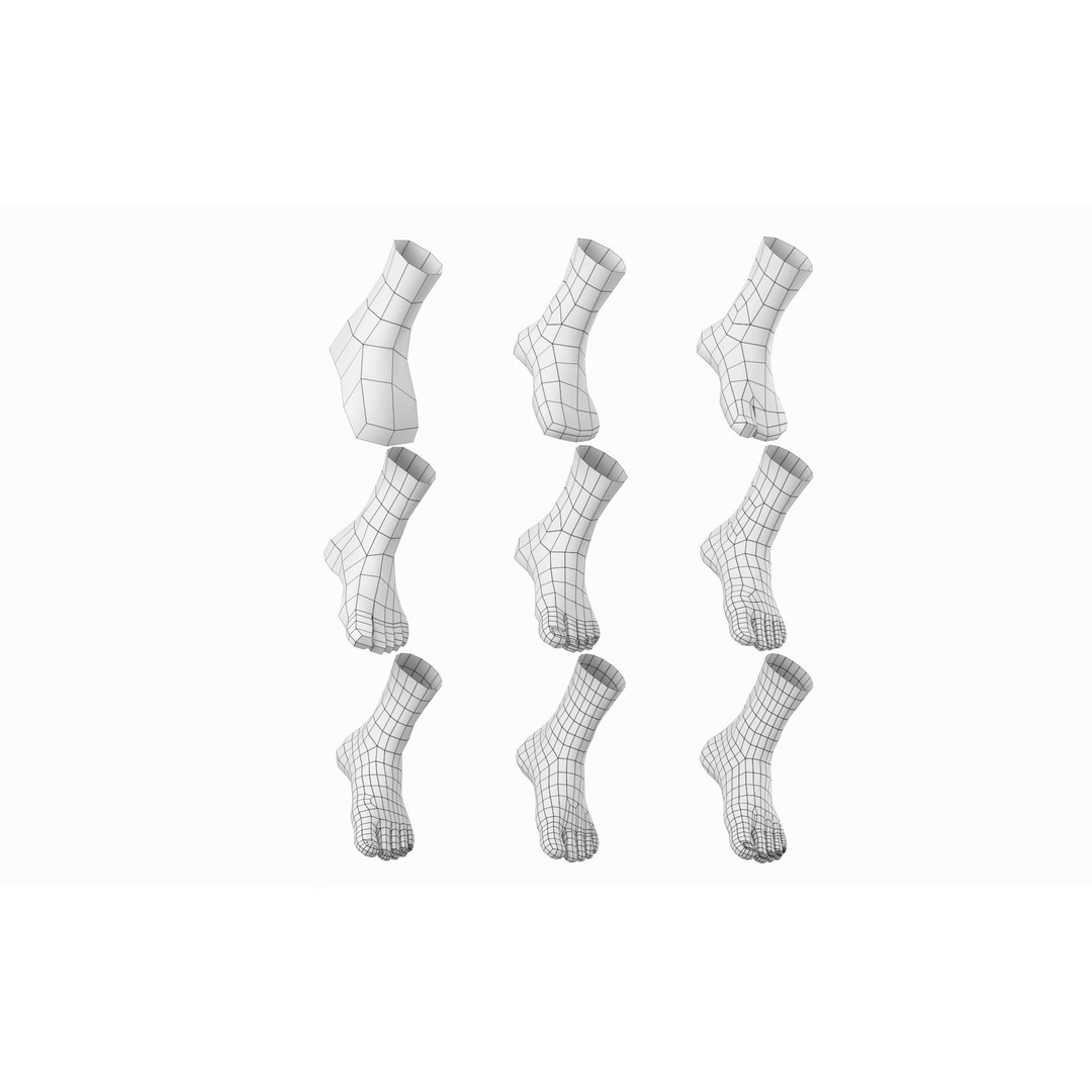 Human Foot Base Mesh Kit 3D Model – Anatomically Accurate Low Poly FBX - View 4