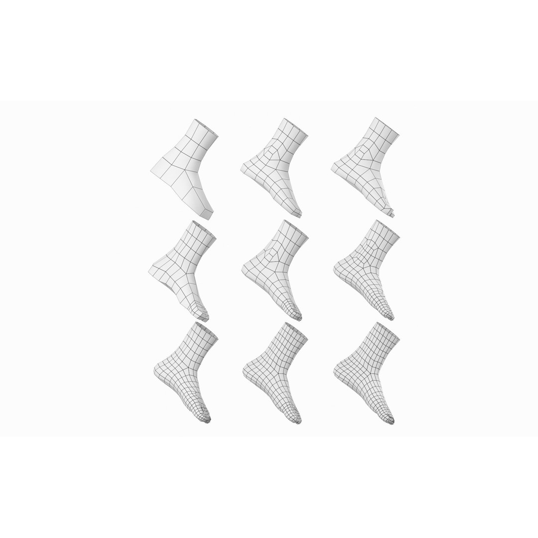 Human Foot Base Mesh Kit 3D Model – Anatomically Accurate Low Poly FBX - View 5