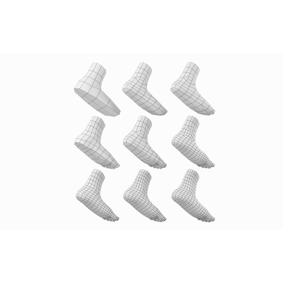 Human Foot Base Mesh Kit 3D Model – Anatomically Accurate Low Poly FBX - View 6