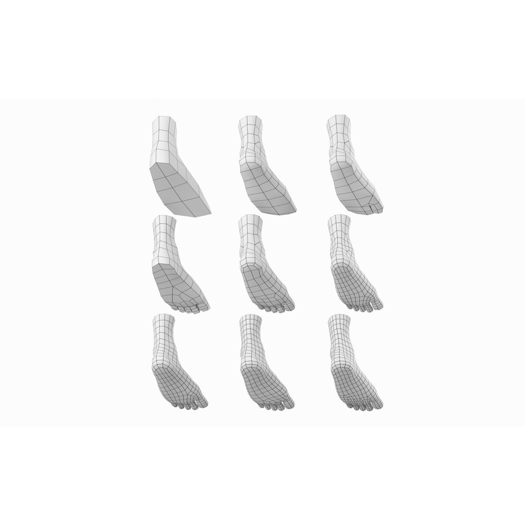 Human Foot Base Mesh Kit 3D Model – Anatomically Accurate Low Poly FBX - View 7