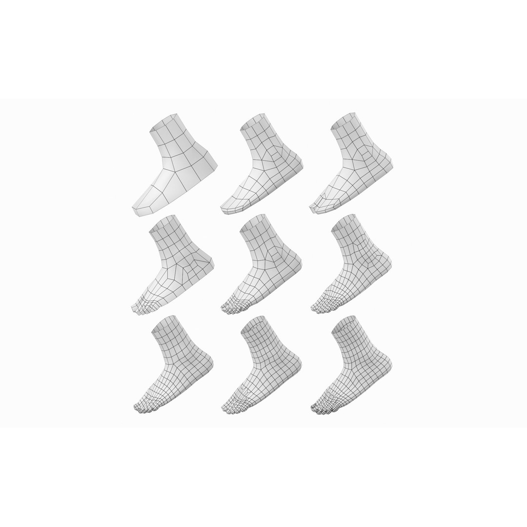 Human Foot Base Mesh Kit 3D Model – Anatomically Accurate Low Poly FBX - View 9