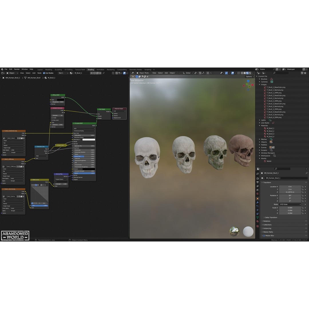 Human Skull 3D Model – Low Poly Game Ready Asset, FBX, PBR - View 15
