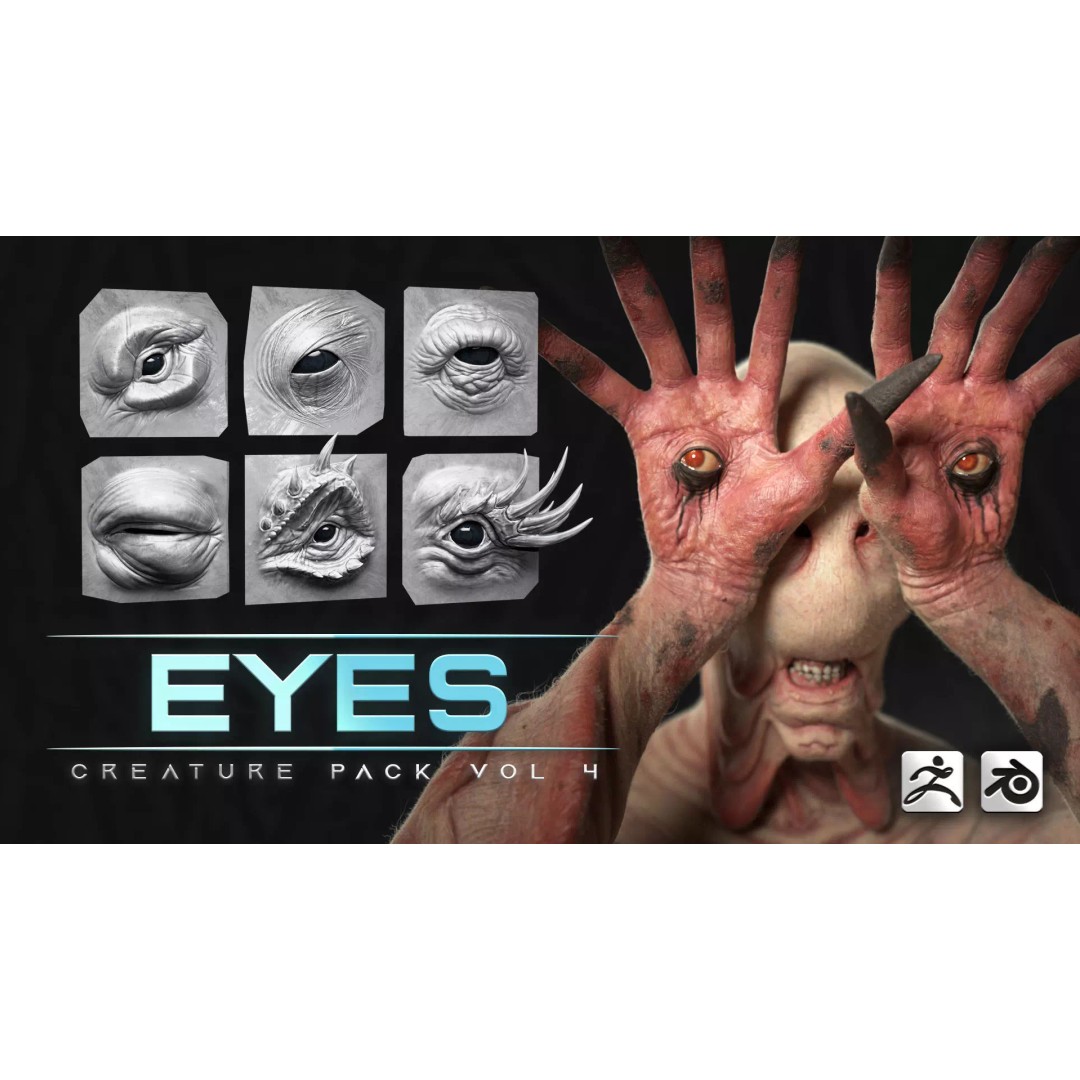 High Detailed Eye 3D Model – Creature Eye Sculpts for ZBrush & Blender - View 2