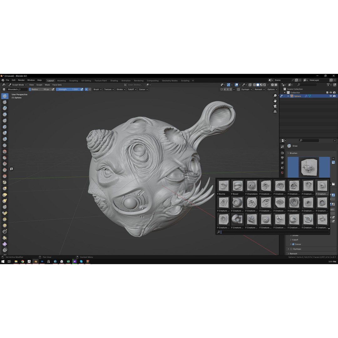 High Detailed Eye 3D Model – Creature Eye Sculpts for ZBrush & Blender - View 6