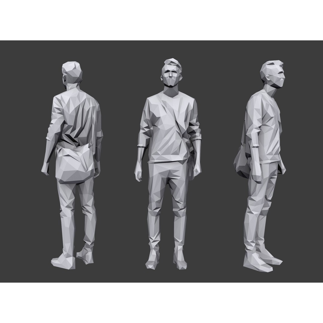 Casual Character 3D Model – Low Poly Stylized People for Archviz