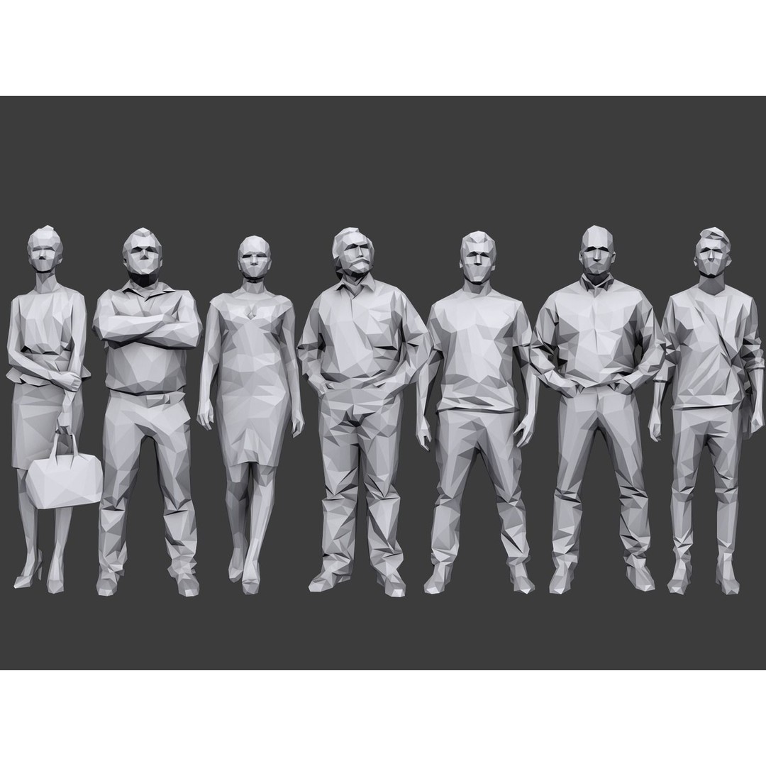 Casual Character 3D Model – Low Poly Stylized People for Archviz - View 2