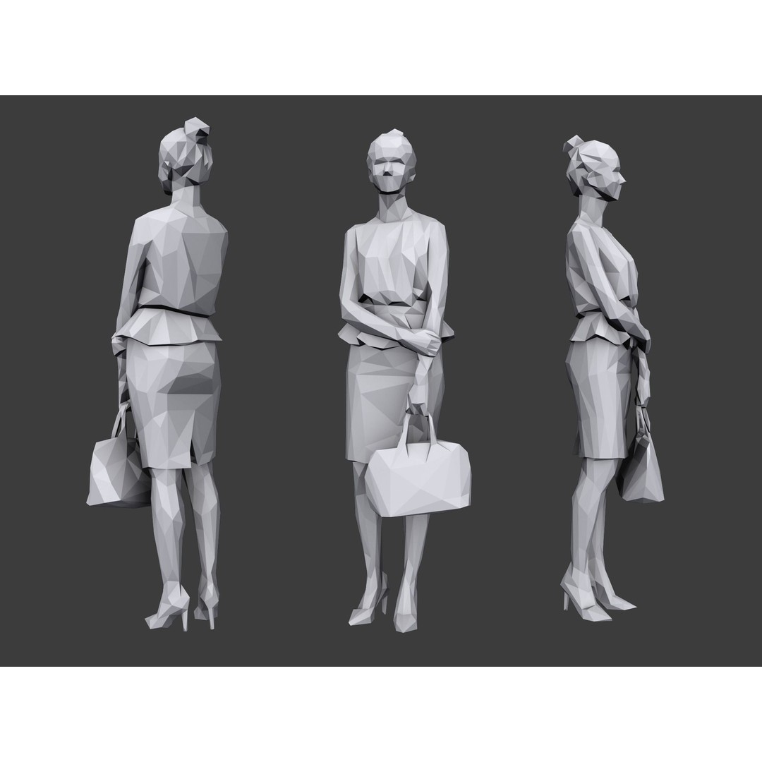 Casual Character 3D Model – Low Poly Stylized People for Archviz - View 3