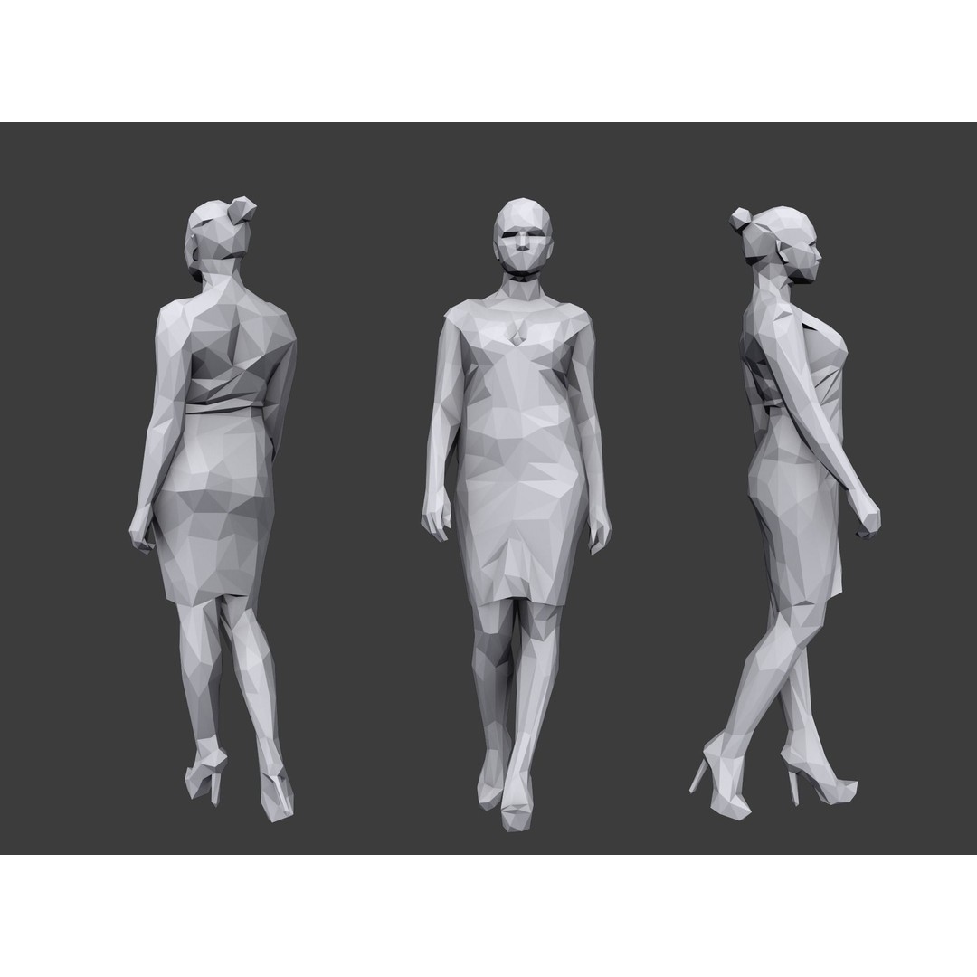 Casual Character 3D Model – Low Poly Stylized People for Archviz - View 5