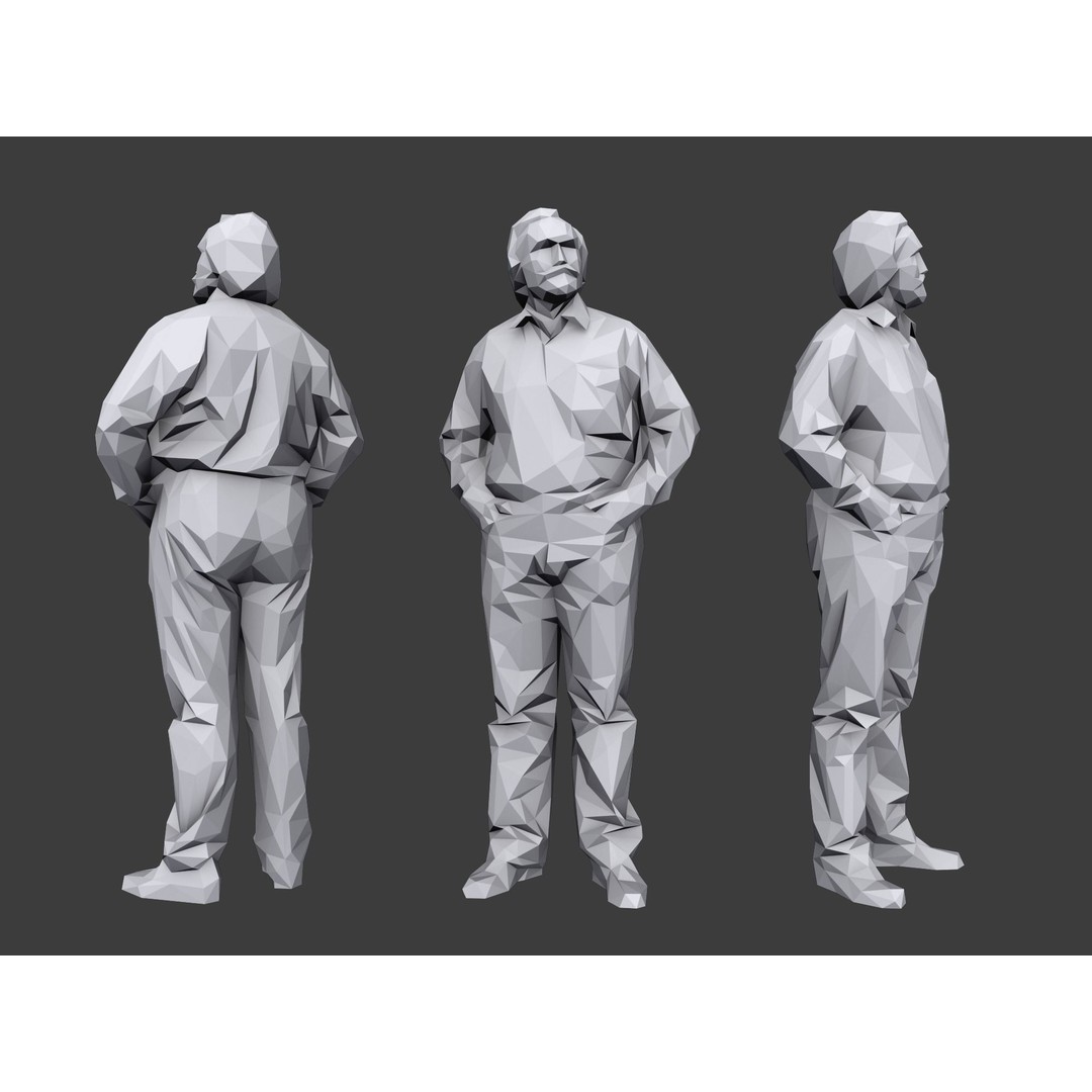 Casual Character 3D Model – Low Poly Stylized People for Archviz - View 6