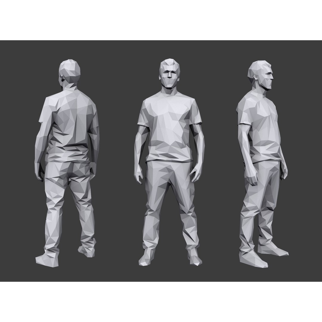 Casual Character 3D Model – Low Poly Stylized People for Archviz - View 7