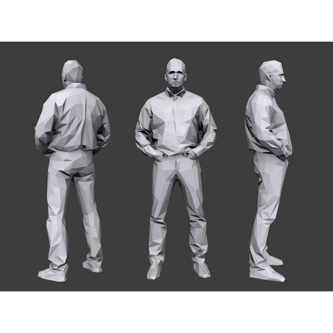 Casual Character 3D Model – Low Poly Stylized People for Archviz - View 8