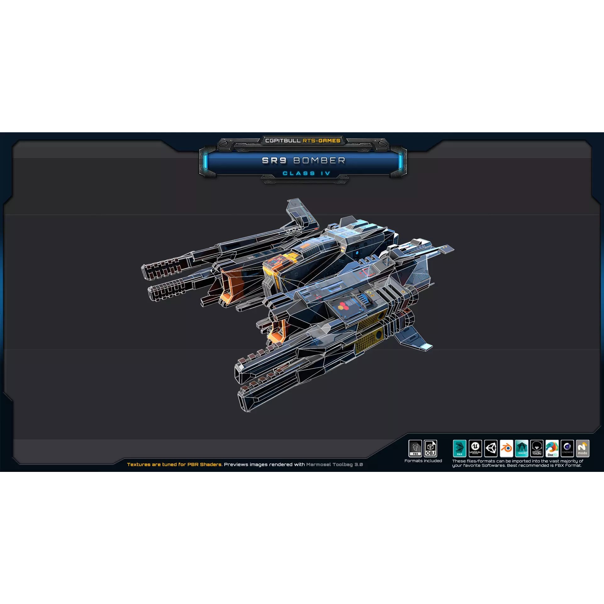 SR - Starships PACK - Low-Poly Game-Ready 3D Model