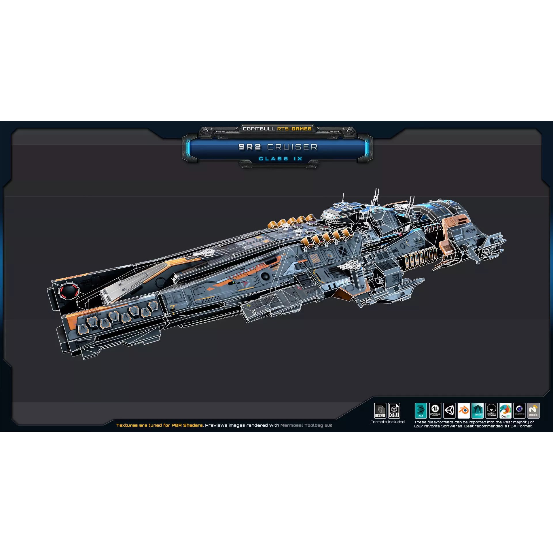 SR - Starships PACK - Low-Poly Game-Ready 3D Model - View 11