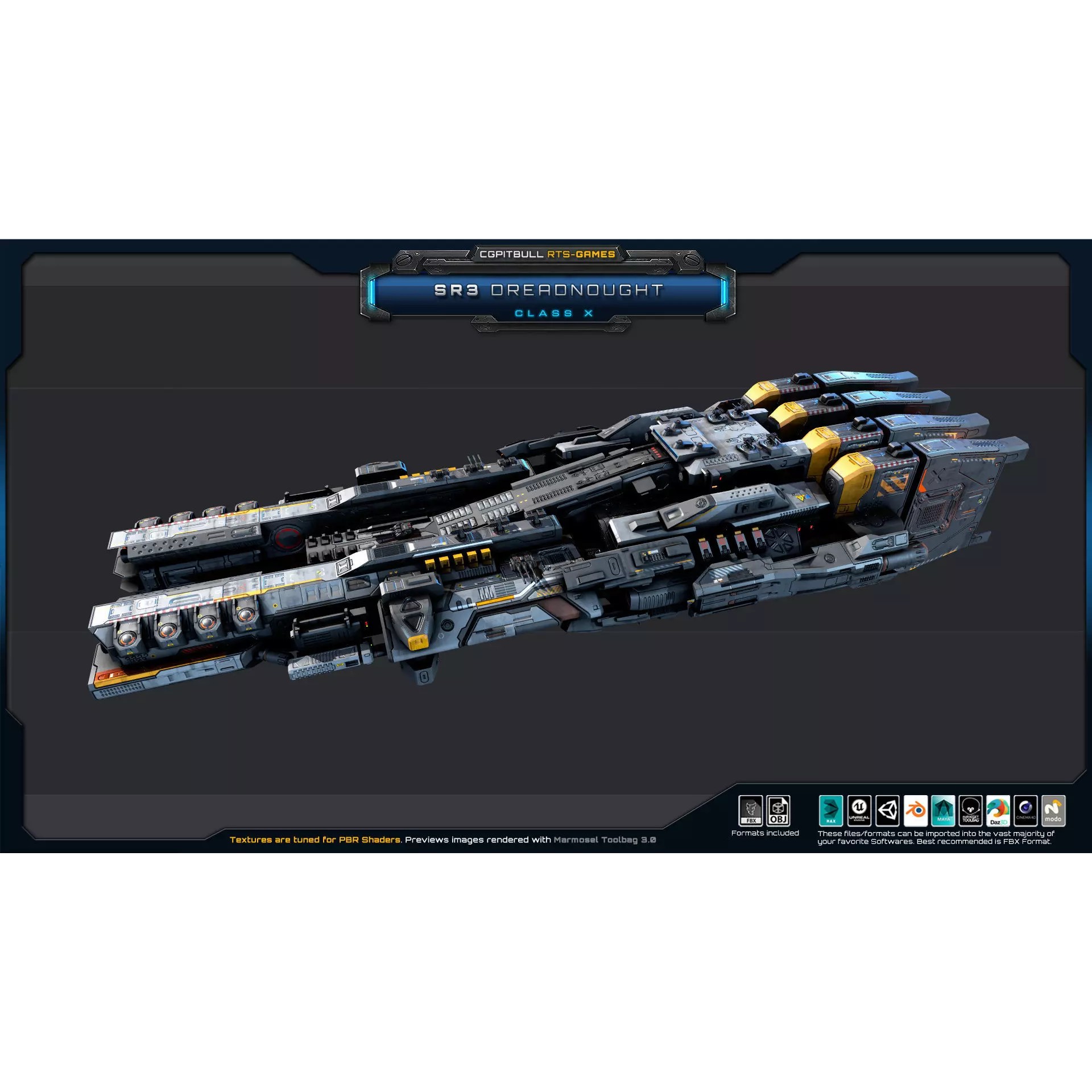 SR - Starships PACK - Low-Poly Game-Ready 3D Model - View 14