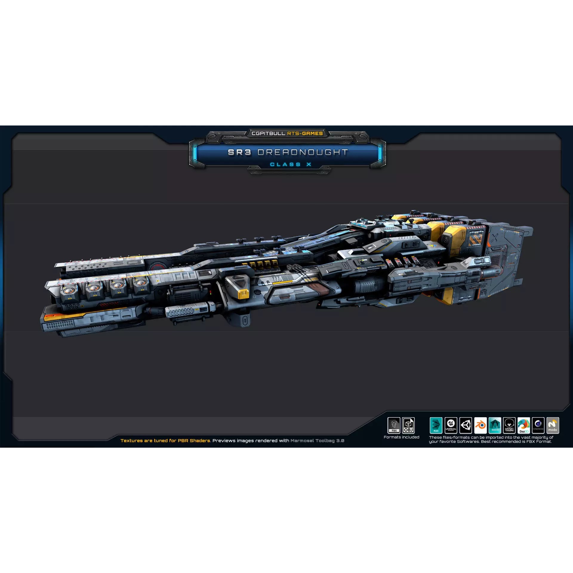 SR - Starships PACK - Low-Poly Game-Ready 3D Model - View 15