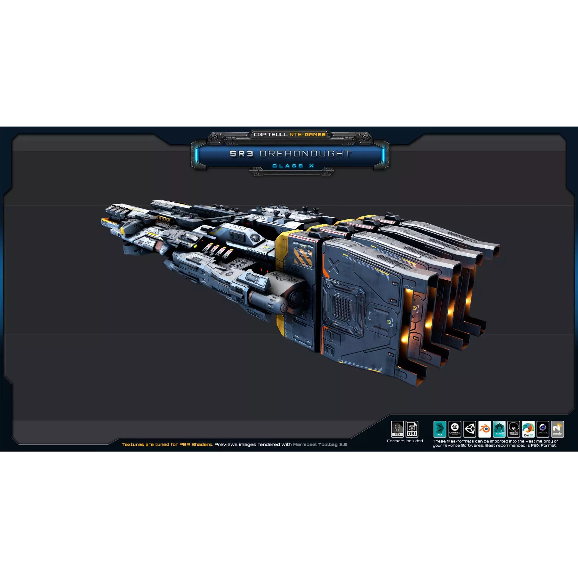 SR - Starships PACK - Low-Poly Game-Ready 3D Model - View 16