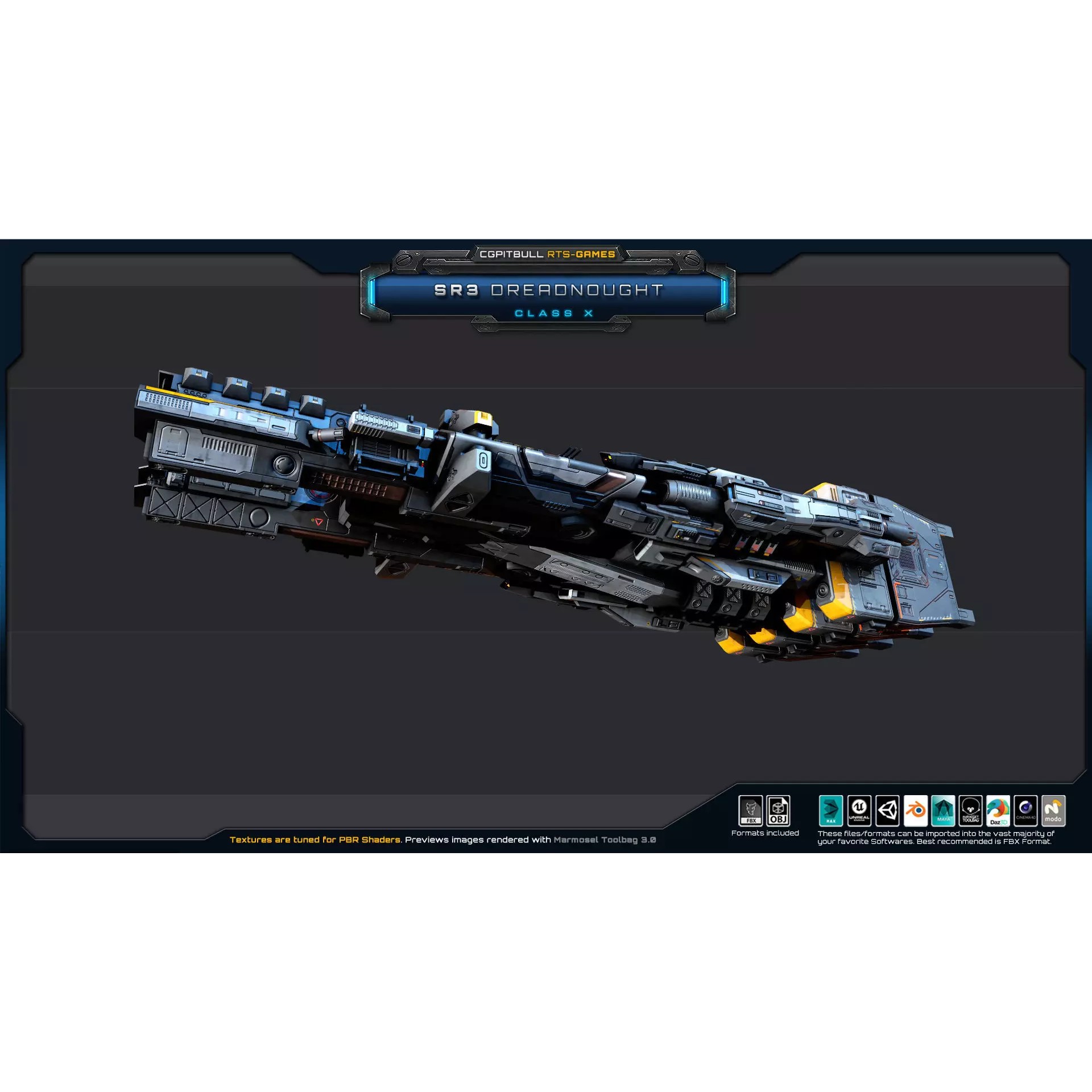 SR - Starships PACK - Low-Poly Game-Ready 3D Model - View 17