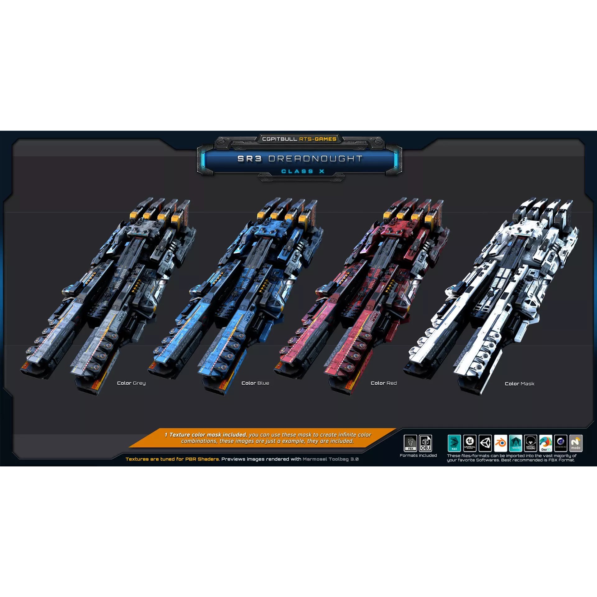 SR - Starships PACK - Low-Poly Game-Ready 3D Model - View 18