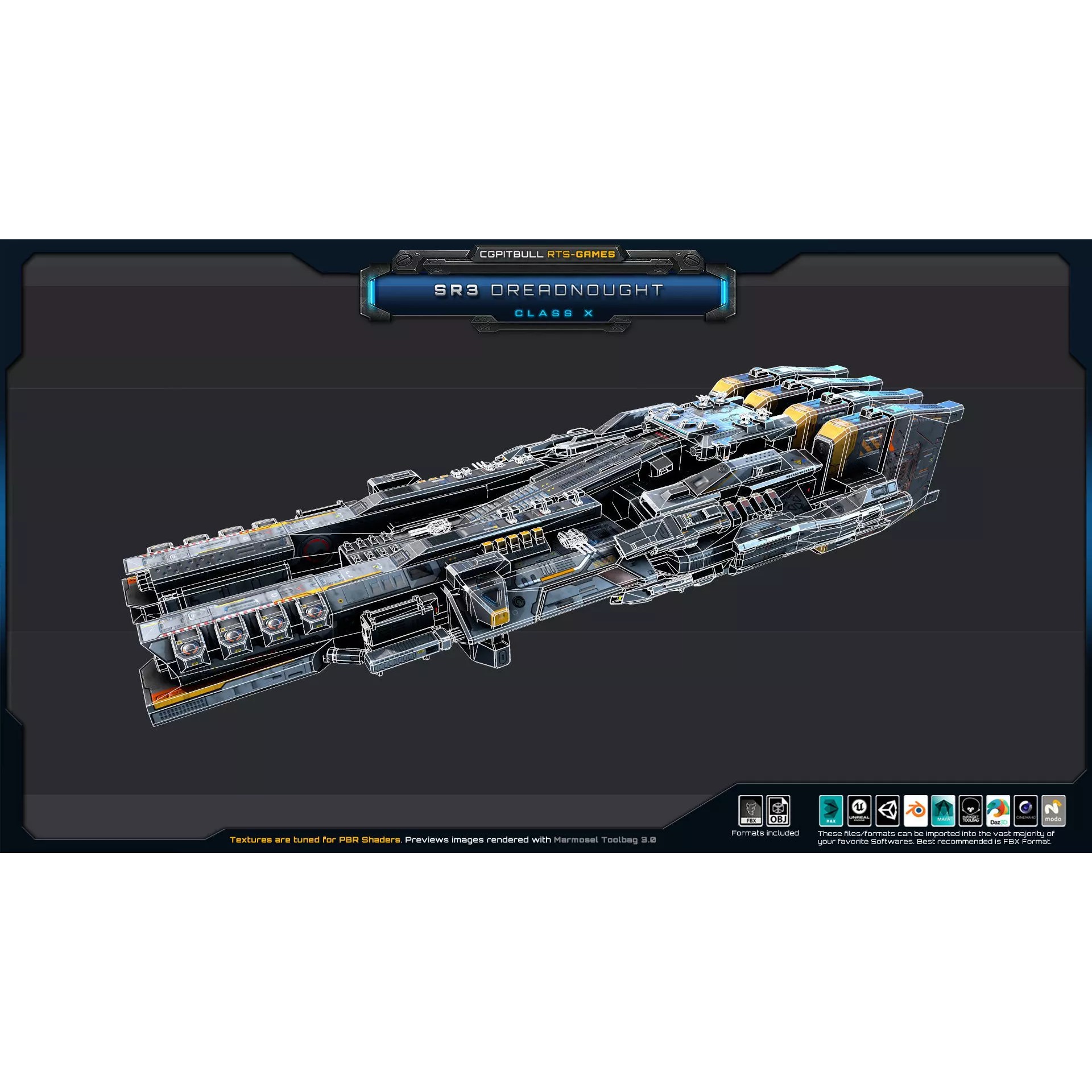 SR - Starships PACK - Low-Poly Game-Ready 3D Model - View 19