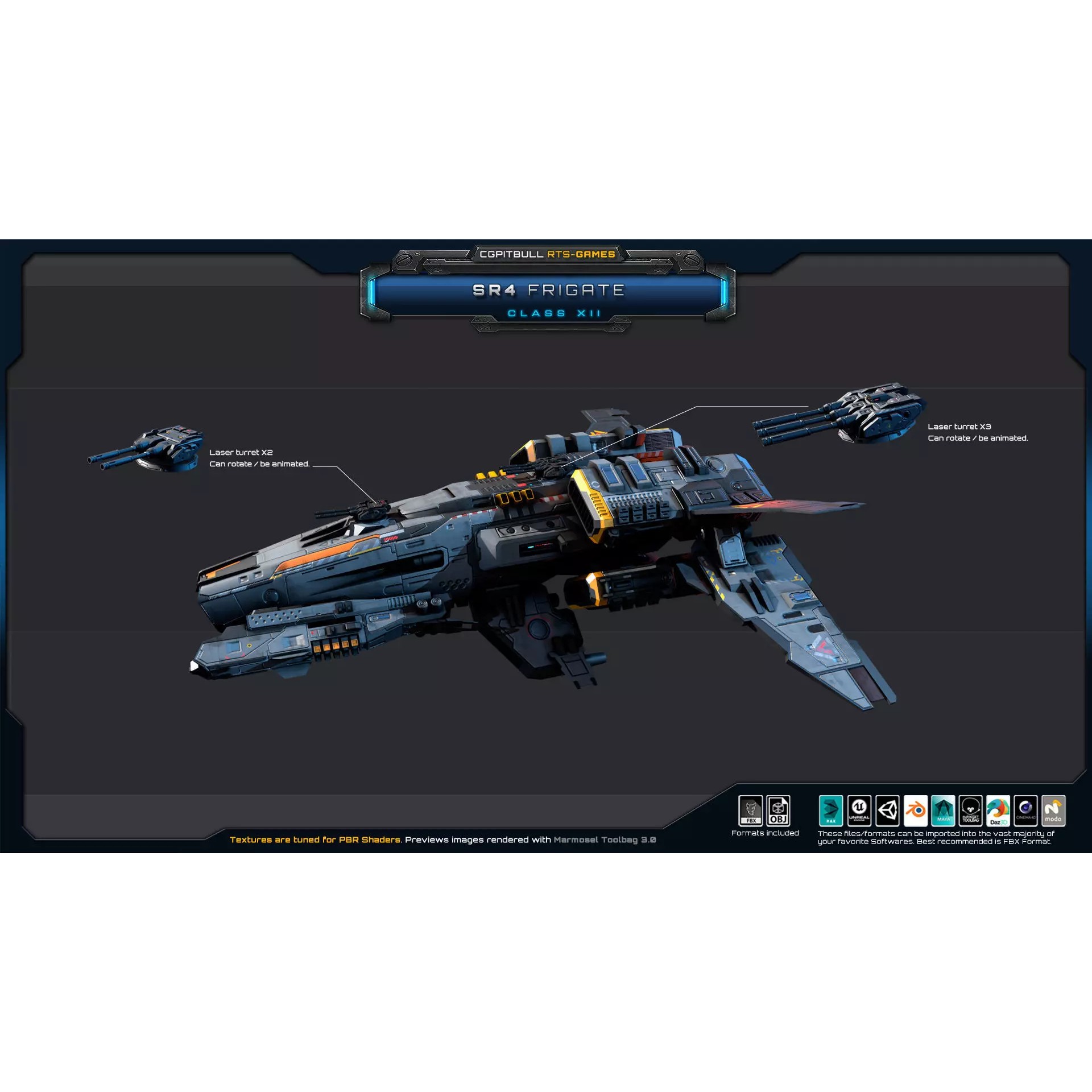 SR - Starships PACK - Low-Poly Game-Ready 3D Model - View 21