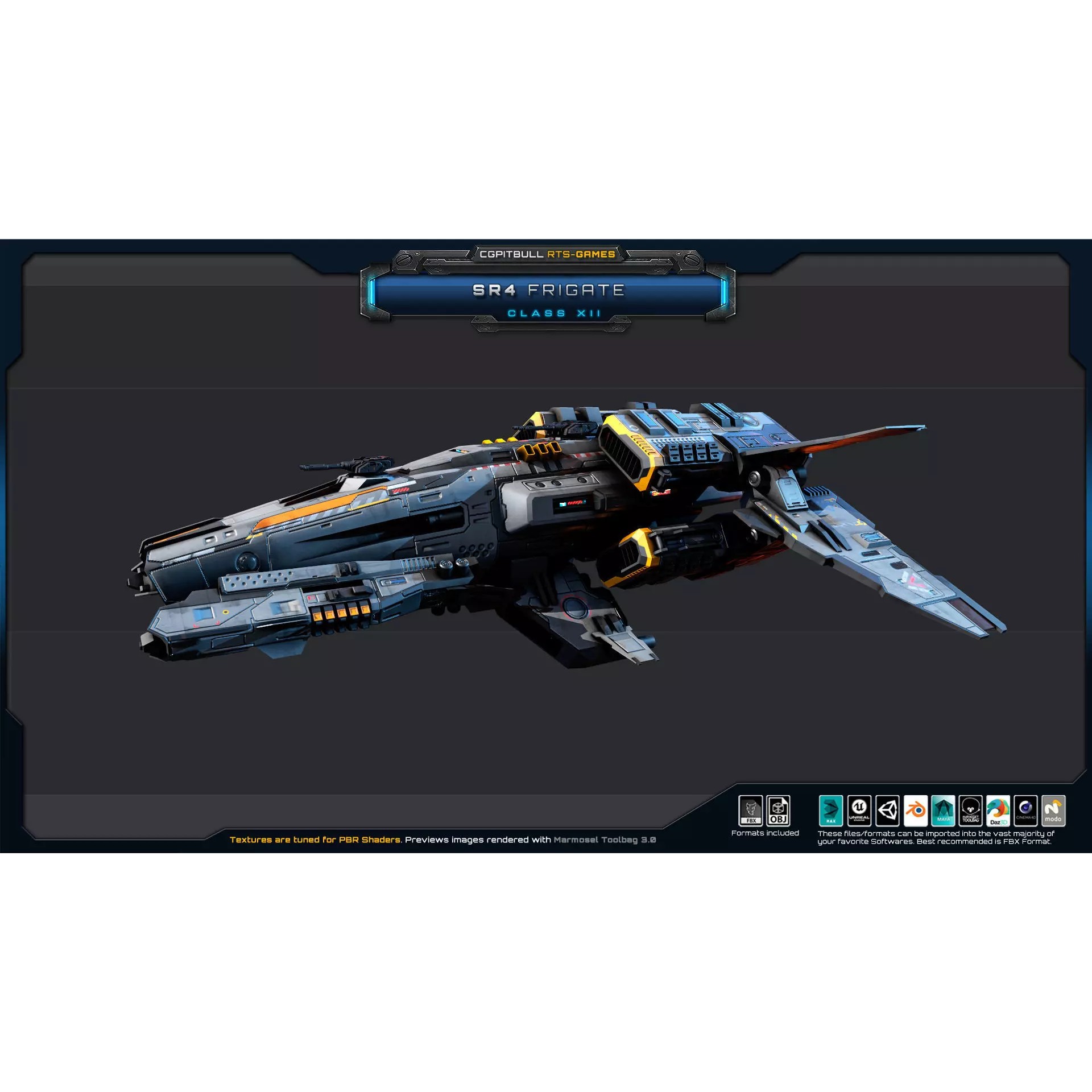 SR - Starships PACK - Low-Poly Game-Ready 3D Model - View 23